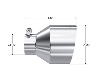 MBRP Universal T304 Stainless Steel Exhaust Tip 2.5-inch Inlet, 5-inch Outlet, 6.5-inch Length
