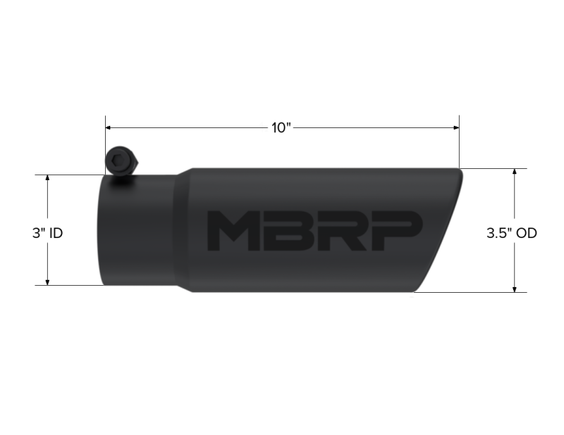 MBRP Universal Exhaust Tip 3-1/2 inch O.D. Black Coated Stainless Steel with Angled Rolled Edge - Part T5115BLK