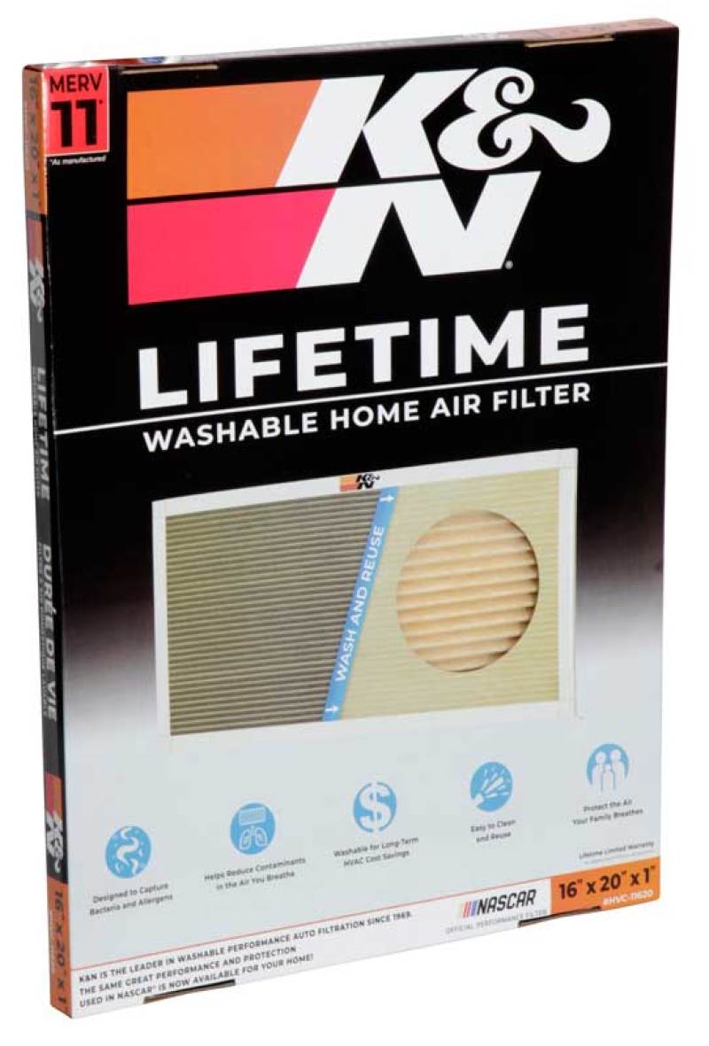 K&N HVAC Filter - 16 x 20 x 1 - Reusable and Washable Pleated Synthetic Air Filter for Home HVAC Systems