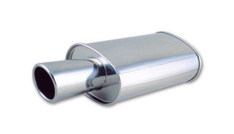 Vibrant StreetPower Oval Muffler with 4-inch Round Tip and 2.5-inch Inlet for Enhanced Performance