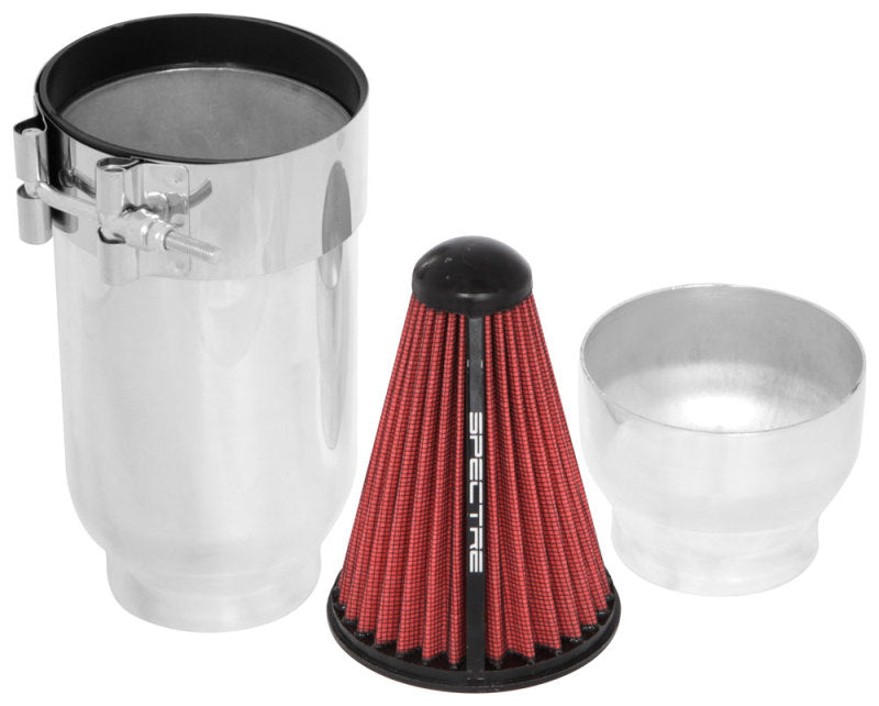 Spectre Inline Air Box with 3-Inch Inlet and Outlets, Polished Aluminum with High Flow Filter