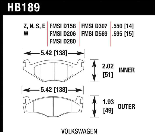 Hawk Blue 9012 Brake Pads Volkswagen