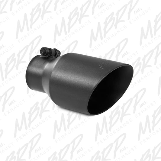 MBRP Universal 4-inch Dual Wall Angled Exhaust Tip - Black Coated, 2.5-inch Inlet, 8-inch Length