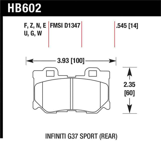 Hawk Infiniti G37 Sport HP+ Street Rear Brake Pads