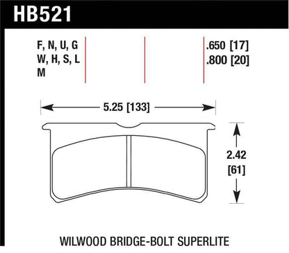 Hawk Wilwood Superlite 4/6 Forged DTC-60 Race Brake Pads