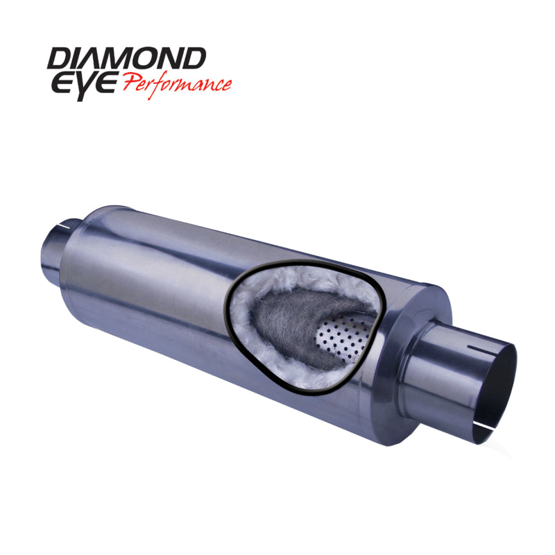 Diamond Eye Performance 5-Inch Exhaust Muffler with Polished Finish - 27 Inch Overall Length