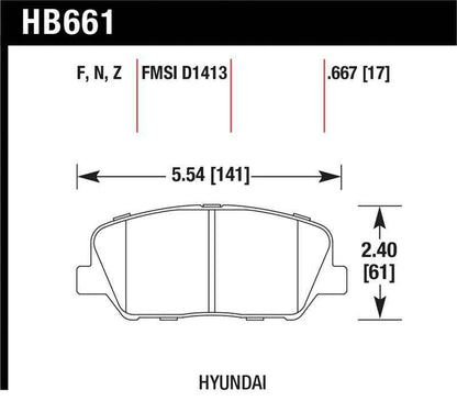 Hawk 10 Hyundai Genesis Coupe (w/o Brembo Breaks) HPS Street Front Brake Pads