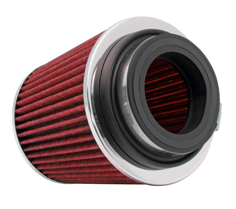 K&N Engineering Universal Chrome Round Tapered Red Air Filter - 4-Inch Diameter