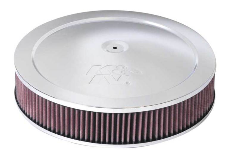 K&N Engineering 14-inch Red Custom Air Cleaner Assembly – High-Flow Round Element Design for Automotive Engines