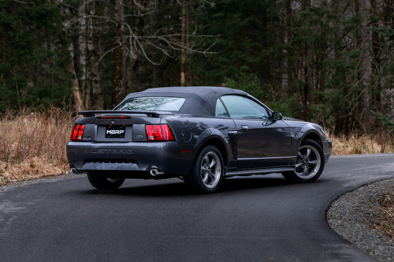MBRP Armor Lite Series Cat Back Exhaust System for 1999-2004 Ford Mustang GT with 2.5-inch Dual Split Rear Exit and Black Tips