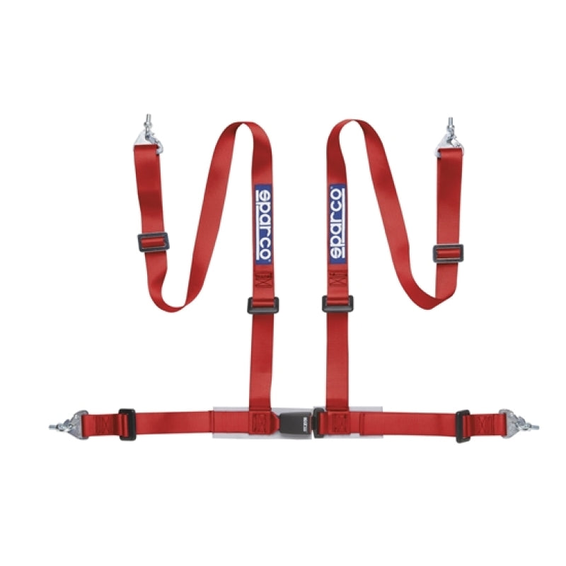 Sparco 2-Inch Red 4-Point Snap-In Racing Harness Belt (Part #04604BM1RS)