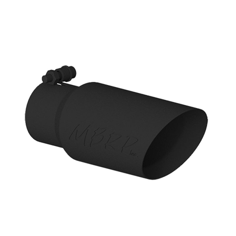 MBRP Universal Dual Wall Angled Exhaust Tip - 4 Inch OD, 3 Inch Inlet, 10 Inch Length, Black Coated Stainless Steel