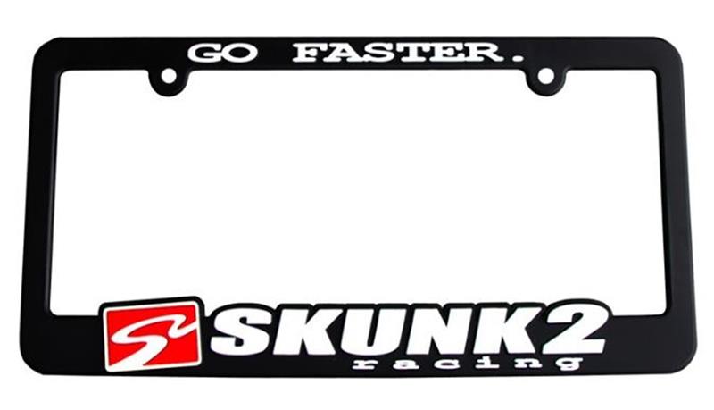 Skunk2 Racing Go Faster License Plate Frame – Black with Red and White Logo