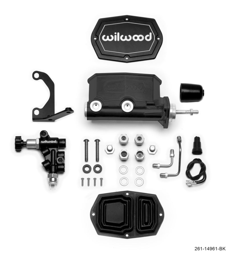Wilwood Compact Tandem Master Cylinder with 7/8 Inch Bore, Black - Part #261-14961-BK
