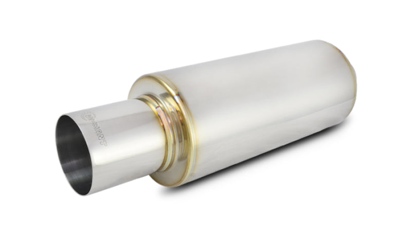 Vibrant TPV Turbo Round Muffler with 4-inch Round Tip and Straight Cut, 3-inch Inlet ID
