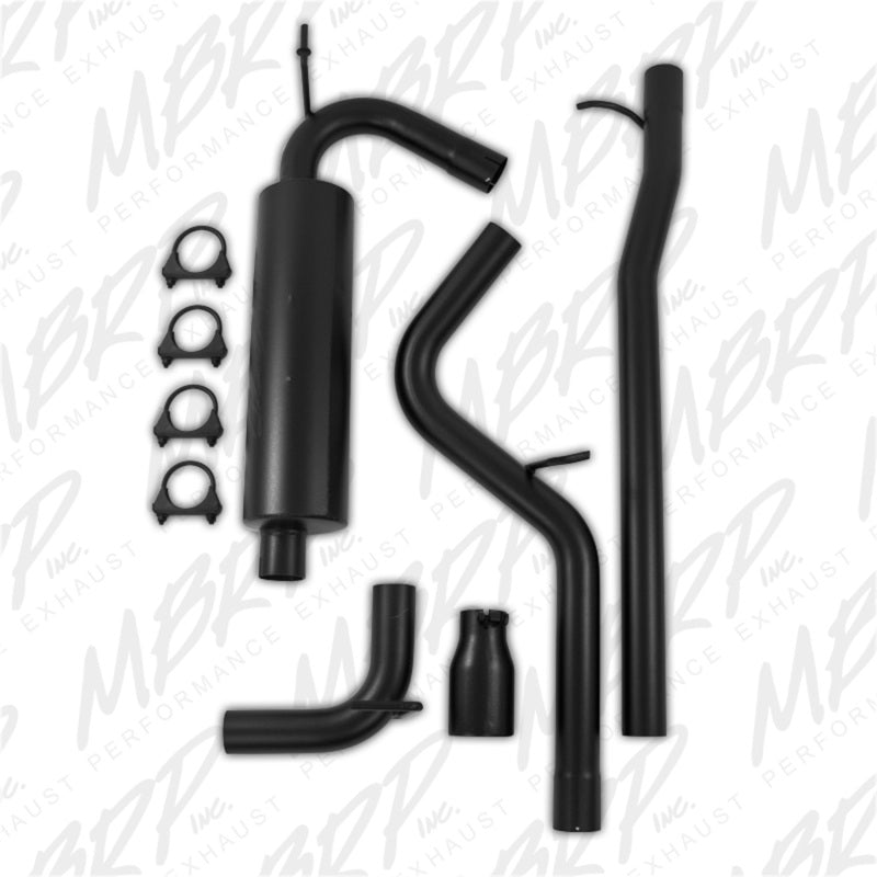 MBRP S5526BLK Armor BLK Series 2.5-inch Cat Back Exhaust System for Jeep Wrangler 2011-2013 with Black Coated Finish