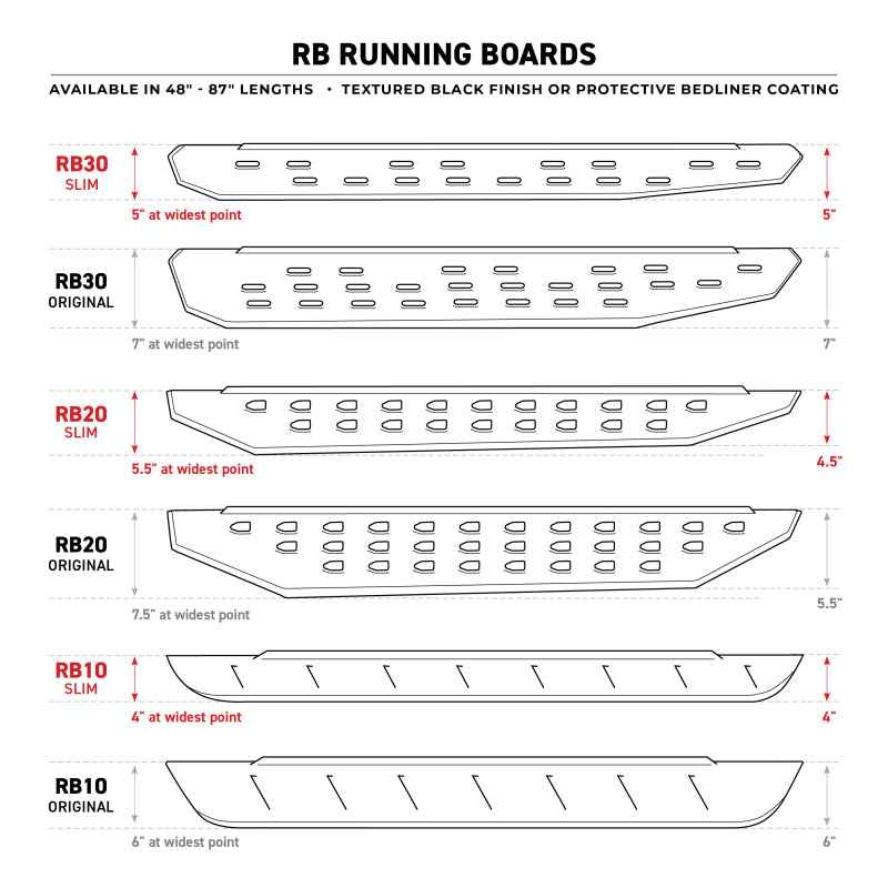Go Rhino RB10 Running Boards - Bedliner Coating Finish - Complete Kit