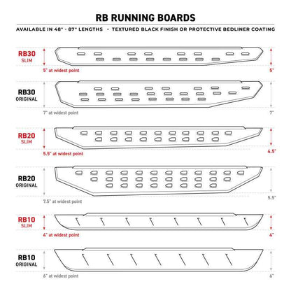Go Rhino RB20 Running Boards - Bedliner - 80in