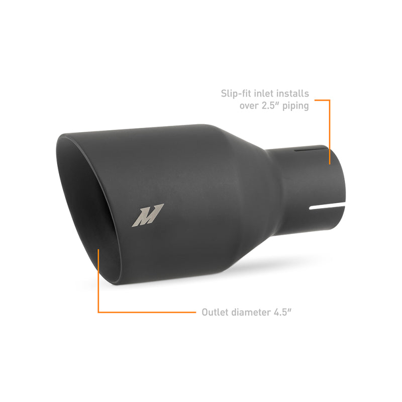 Mishimoto Clamp-on Double Wall Exhaust Tip 2.5 Inch Inlet Slash Cut - Matte Black or Polished Finish
