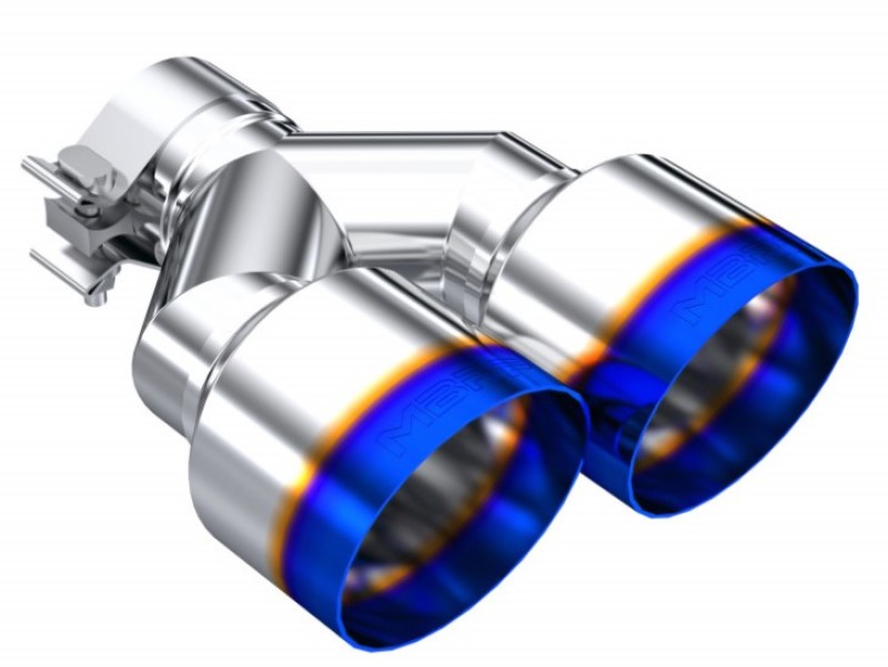MBRP Burnt End Tip for 2.5-inch Exhaust - Dual 4-inch Outer Diameter Out, Single Wall T304 Stainless Steel, Driver Side