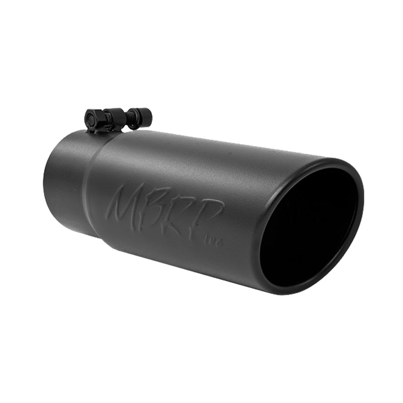 MBRP Universal Exhaust Tip 3-1/2 inch O.D. Black Coated Stainless Steel with Angled Rolled Edge - Part T5115BLK
