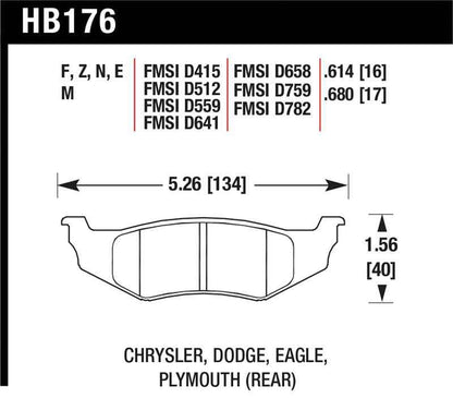 Hawk SRT4 HP+ Street Rear Brake Pads