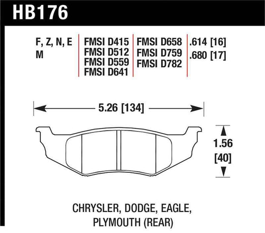 Hawk SRT4 HP+ Street Rear Brake Pads