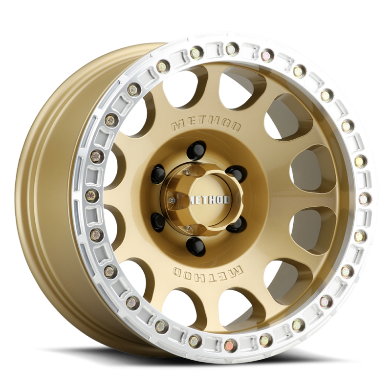 Method MR105 V3 Beadlock 17x9-Inch Wheel with Gold Finish and -38mm Offset | 5x5 Bolt Pattern