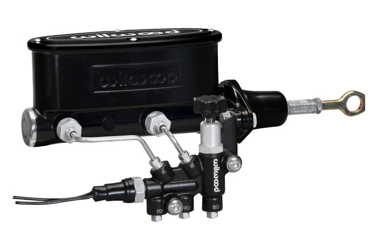 Wilwood HV Tandem Master Cylinder Kit with Combination Proportioning Valve for Early Ford Mustang – 7/8 inch Bore, Black Finish