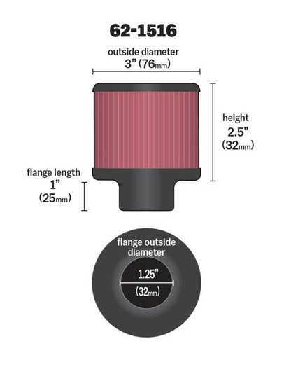 K&N Engineering 62-1516 Crankcase Vent Filter with Chrome Top and Heat Shield for Classic and Racing Engines