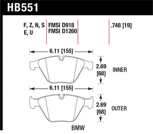 Hawk 07-09 BMW 335d/335i/335xi / 08-09 328i/M3 Performance Ceramic Street Front Brake Pads