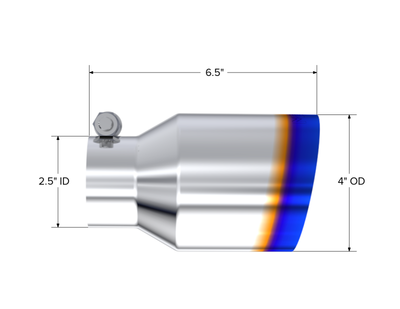 MBRP Burnt End Tip 2.5 in. ID, 4 in. OD, 6.5 in. Length – Single Wall Angle Cut Stainless Steel Exhaust Tip