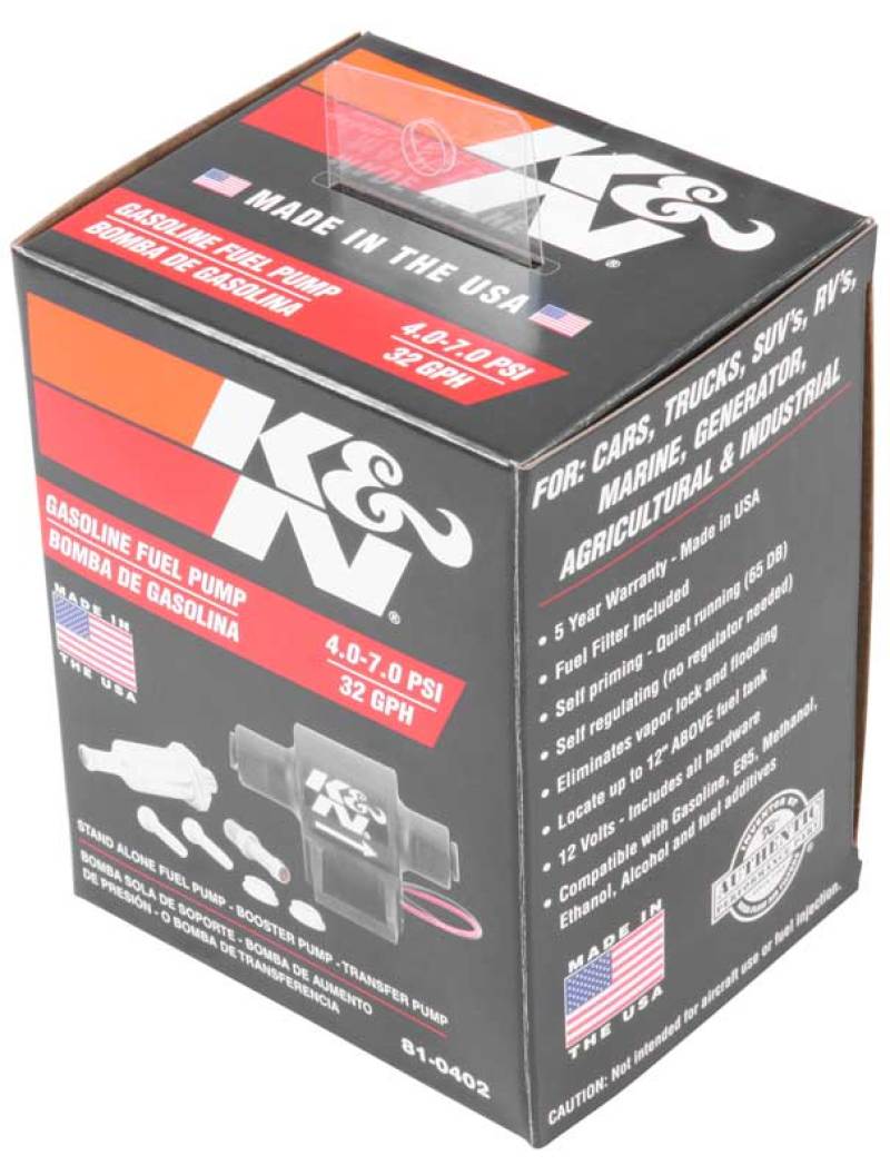 K&N Engineering Performance Electric Fuel Pump 4-7 PSI (Part #81-0402)