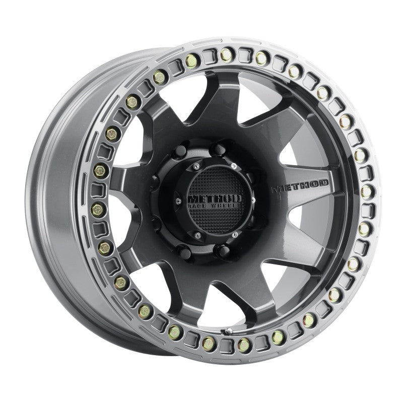 Method MR108 17x9 Inch Beadlock Wheel with Titanium Finish - 8x6.5 Bolt Pattern, -44mm Offset, 130.81mm Hub Bore