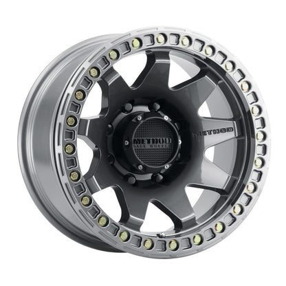 Method MR108 17x9 Inch Beadlock Wheel with Titanium Finish - 8x6.5 Bolt Pattern, -44mm Offset, 130.81mm Hub Bore