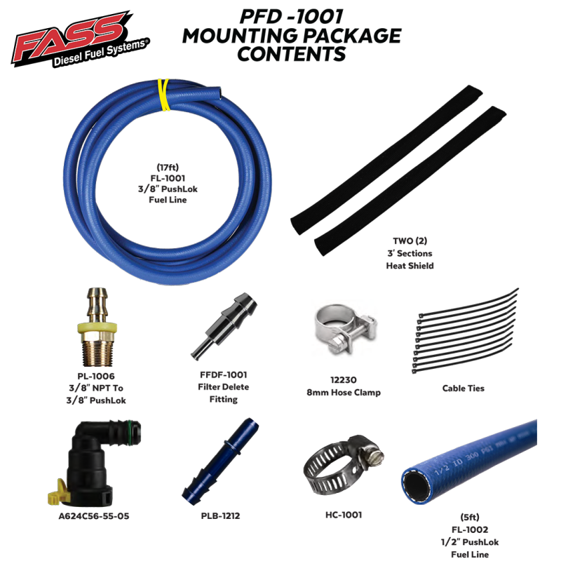 FASS Fuel Systems Ford Powerstroke Filter Delete Kit PFD-1001 for 2011-2019 Diesel Trucks