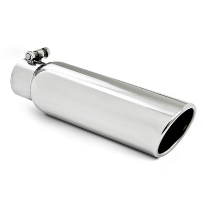 MBRP Universal Exhaust Tip 3.5 Inch Outlet, 2.5 Inch Inlet, 12 Inch Length - T304 Stainless Steel, Clampless No-Weld Design