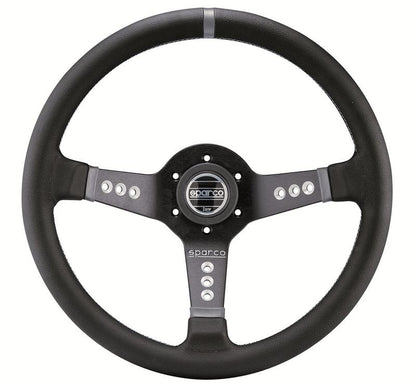 Sparco L777 Leather Black Steering Wheel - Automotive Grade with Premium Leather Finish