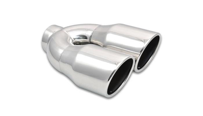 Vibrant 2.5-inch ID Dual 3.5-inch OD Round Stainless Steel Exhaust Tip (Single Wall Angle Cut)