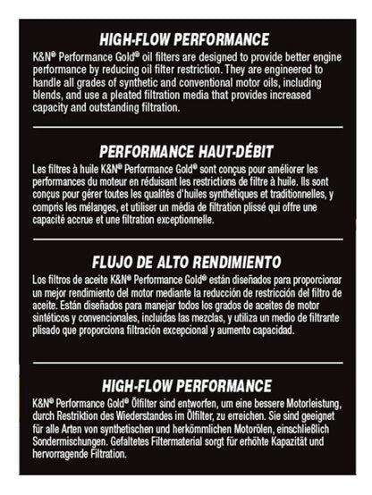 K&N Engineering HP-7041 Performance Oil Filter for 2012-2015 Fiat 500 and Jeep Renegade 1.4L L4 Gas Engines