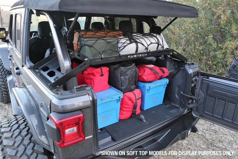 Fabtech 18-21 Jeep JL Interior Cargo Rack - Heavy Duty Steel Double Deck Storage Solution