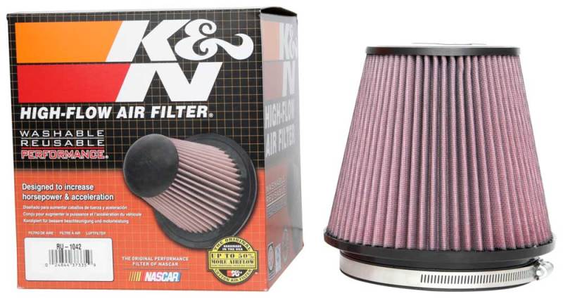 K&N Engineering Universal Clamp-On Air Filter - 6 Inch Flange, 7.5 Inch Base, 5 Inch Top, 6.5 Inch Height