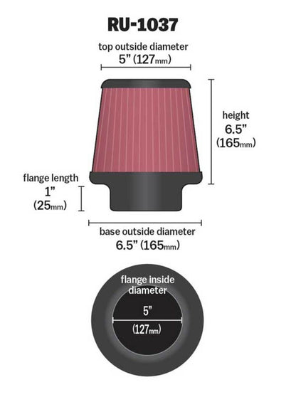 K&N Engineering Universal Clamp-On Air Filter 5 Inch Flanged for Nissan Vehicles