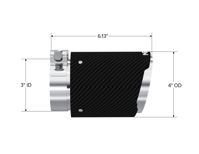 MBRP Universal Carbon Fiber Exhaust Tip 3-inch Inlet / 4-inch Outlet, Dual Wall, Angle Cut