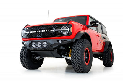 Addictive Desert Designs 21-22 Ford Bronco Bomber Front Bumper with Rigid 360 Mounts and D-Rings in Hammer Black