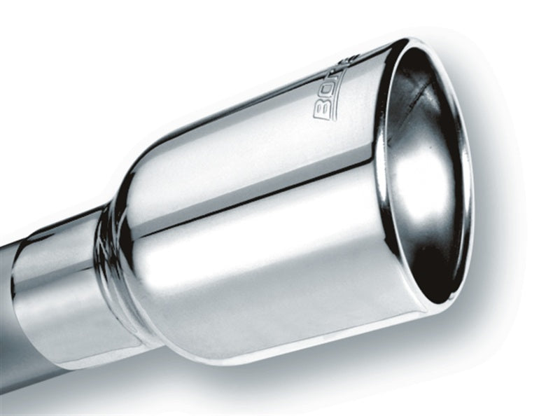 Borla Universal Polished Exhaust Tip with Clamp – 2.5-inch Inlet, 4-inch Round Outlet, Stainless Steel