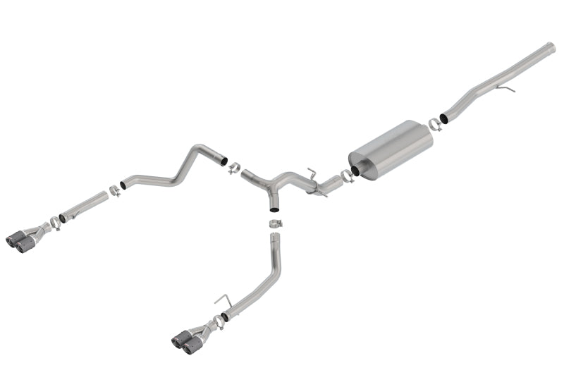 Borla 140772CF Touring Cat-Back Exhaust System for Chevrolet Silverado 1500 & GMC Sierra 1500 with 6.2L V8, Carbon Fiber Tips