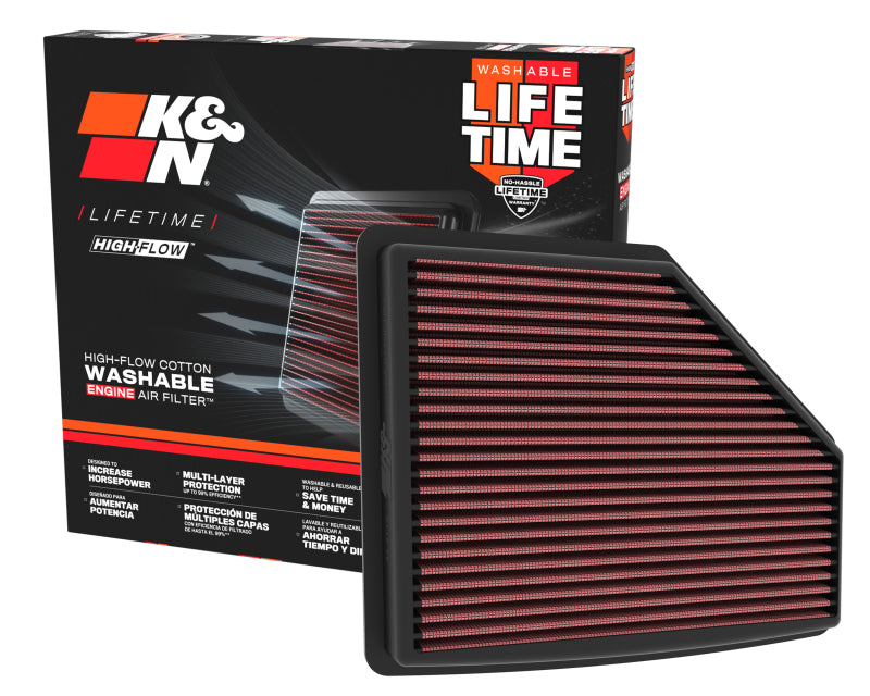 K&N Engineering 33-5119 High-Flow Reusable Air Filter for Acura MDX and TLX (2021-2025)