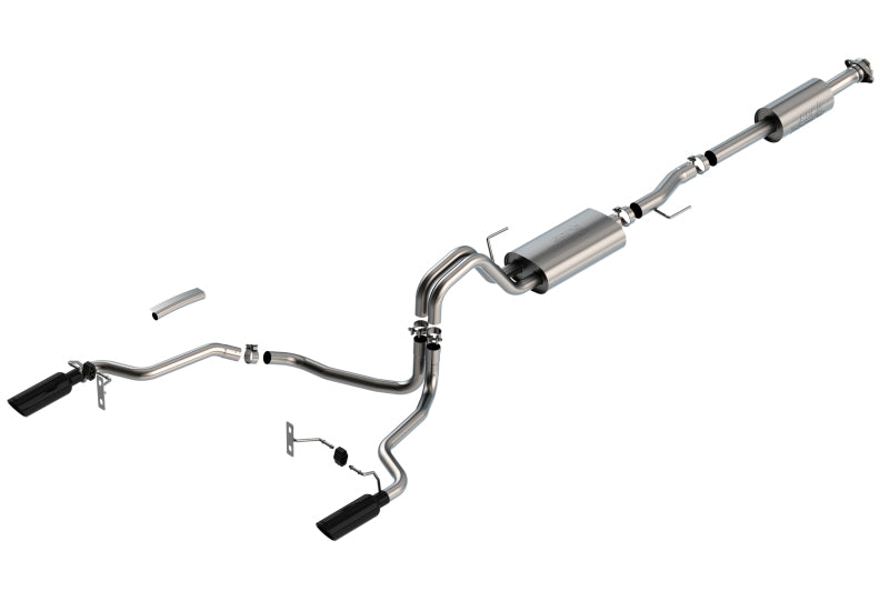 Borla F-150 2021-2025 3-inch into Dual 2.25-inch Cat-Back Exhaust System with Black Chrome Tips