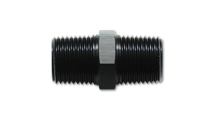 Vibrant 3/8 Inch NPT to 3/8 Inch NPT Straight Union Pipe Adapter Fitting - Aluminum
